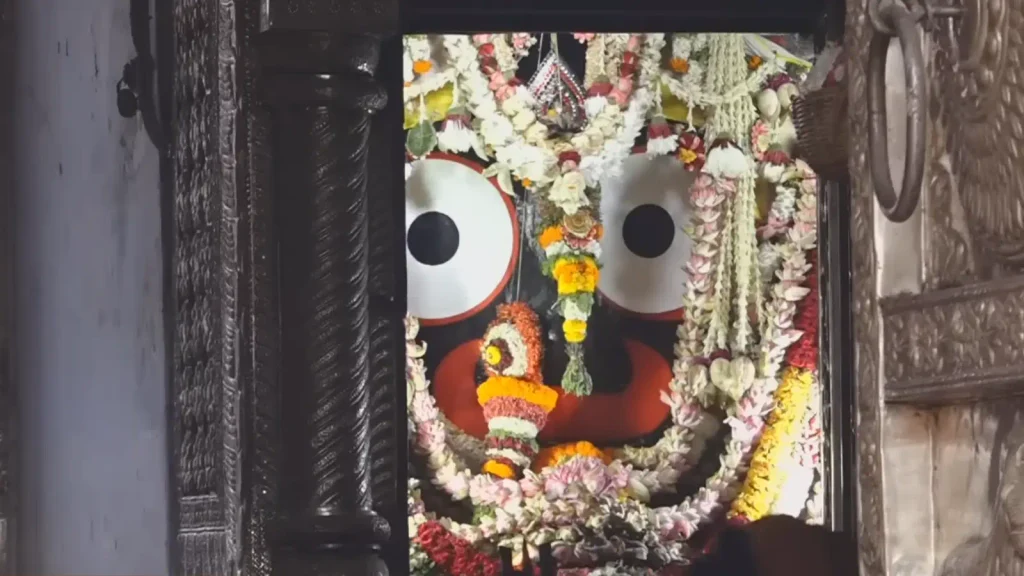 Lord Jagannath with large round eyes at Jagannath Temple Puri